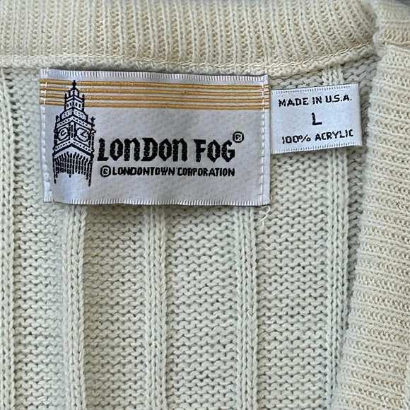 London Fog men’s cream knit sweater vest size large - Picture 3 of 7